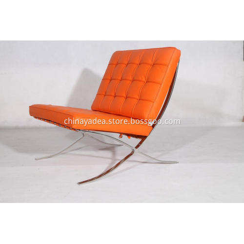 Orange Leather Barcelona Pavilion Chair Reproduction